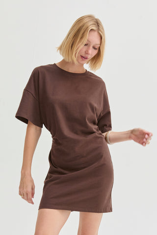 Erin Elbow Sleeve Ruched T-shirt Mini Dress