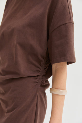 Erin Elbow Sleeve Ruched T-shirt Mini Dress