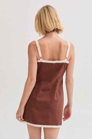 Sadie Contrast Trim Linen Blend Mini Dress