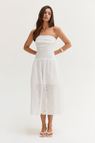 Emma Cotton Eyelet Tube Midi Dress