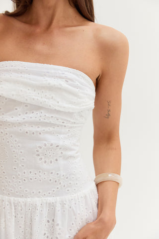 Emma Cotton Eyelet Tube Midi Dress