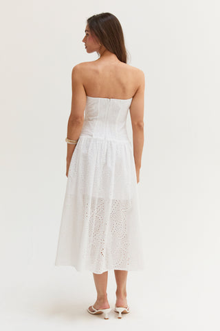 Emma Cotton Eyelet Tube Midi Dress