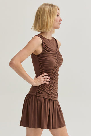 Alondra Ruched Knit Mini Dress