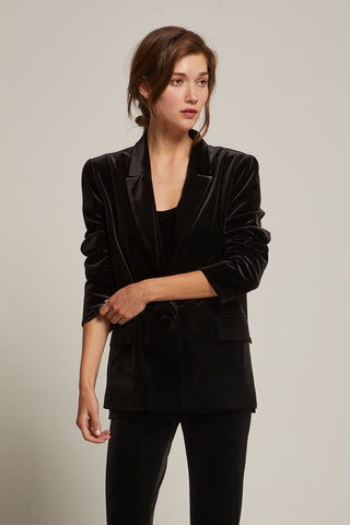 Sahar Single Breasted Velvet Blazer