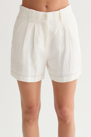 Madison Pleated Linen Shorts