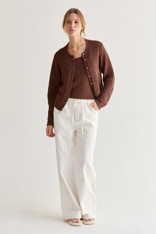 Rena White Denim Drawstring Pants