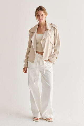 Rena White Denim Drawstring Pants