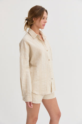 Lara Stripe Textured Linen Shirt