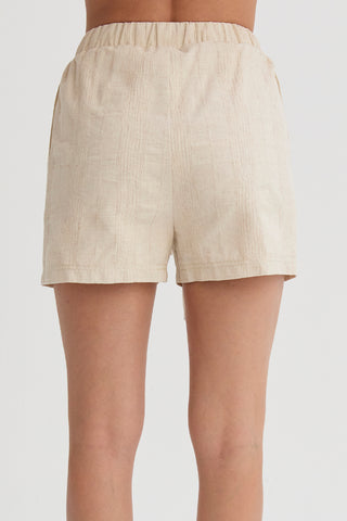 Lara Stripe Textured Linen Shorts