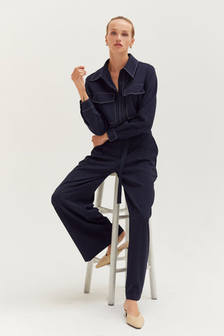 Kaia Contrast Stitch Belted Trousers