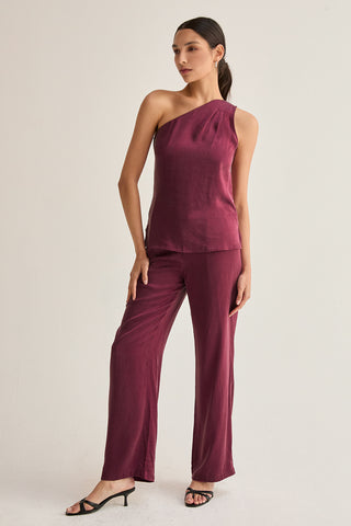 Bethany One Shoulder Cupro Sleeveless Blouse