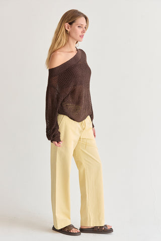 Deni Textured Striped Drawstring Pants