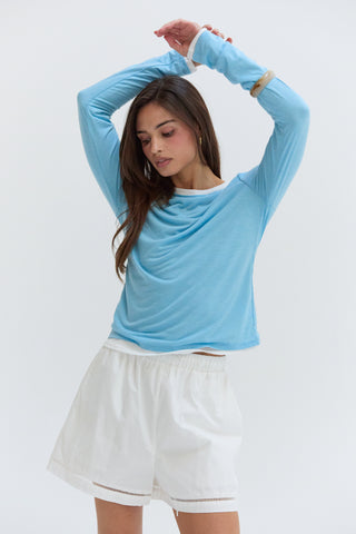 Reese Poplin Lattice Trim Shorts