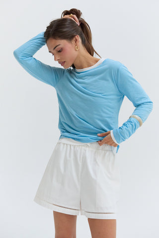 Reese Poplin Lattice Trim Shorts