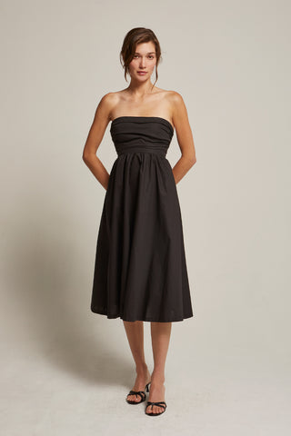 Kate Lace Up Back Poplin Midi Dress