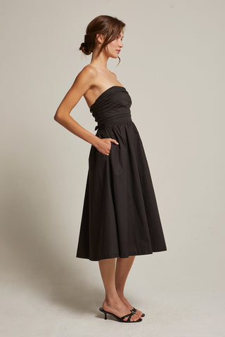 Kate Lace Up Back Poplin Midi Dress