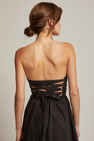 Kate Lace Up Back Poplin Midi Dress