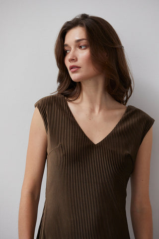Estelle Knit Plisse Midi Dress
