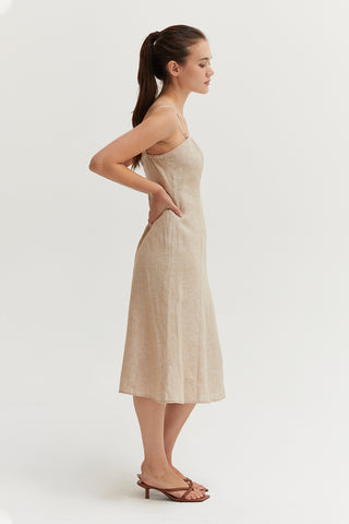 Sofia Linen Square Neck Midi Dress Sofia Linen Square Neck Midi Dress