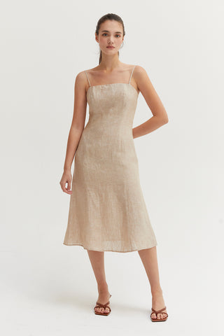 Sofia Linen Square Neck Midi Dress Sofia Linen Square Neck Midi Dress