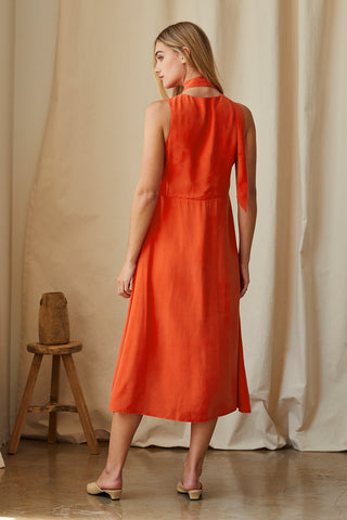 Dolly Cupro Midi Dress with Scarf Dolly Cupro Midi Dress with Scarf