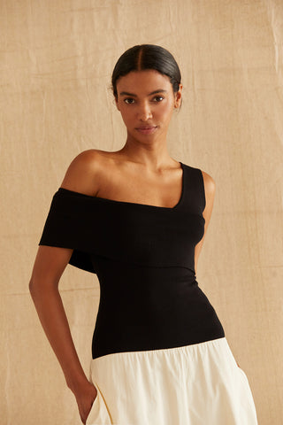 Samantha Contrast One Shoulder Midi Dress