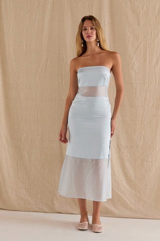 tube midi dress strapless Strapless Tube Bodycon Midi Dress