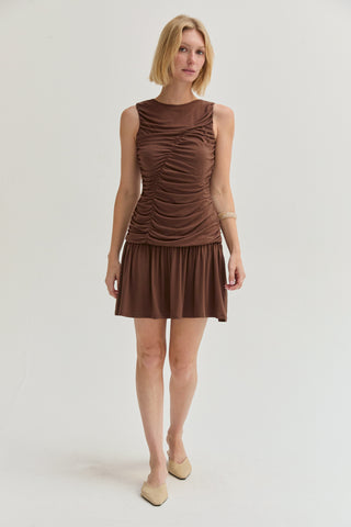 Alondra Ruched Knit Mini Dress