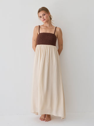 Jane Basket Weave Mixed Media Maxi Dress