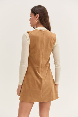 Von V-Neck Suede Shift Mini Dress