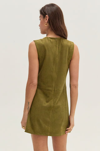 Von V-Neck Suede Shift Mini Dress