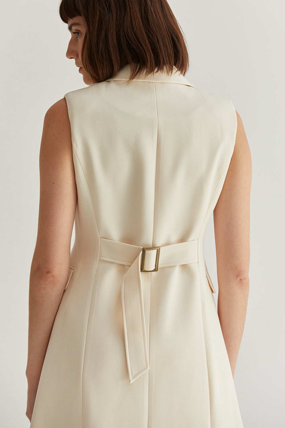 【l'or】sleeveless coat dress (beige) Sasha Sleeveless Long Blazer