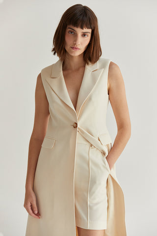Sasha Sleeveless Long Blazer - Crescent Clothing Sasha Sleeveless Long Blazer - Crescent Clothing