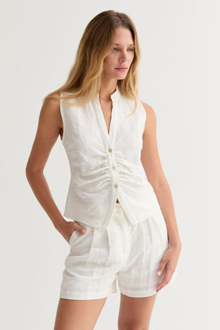 Madison Pleated Linen Shorts