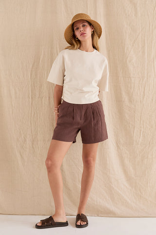 Madison Pleated Linen Shorts