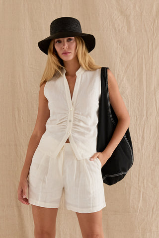 Madison Pleated Linen Shorts