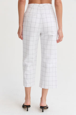 Tiana Windowpane Straight Leg Linen Culottes
