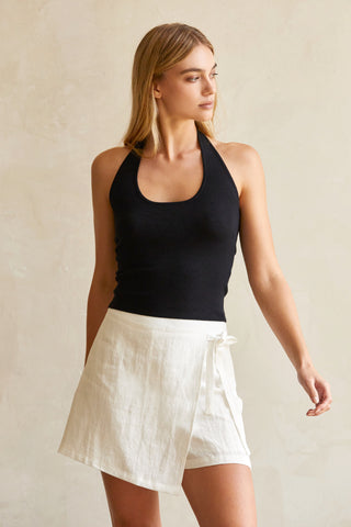Adelle Wrap Linen Mini Skort