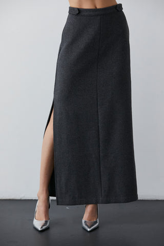 Long wool skirt, Elastic waist skirt, Maxi skirt, Wool skirt