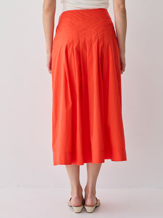 Remi Poplin Box Pleated Midi Skirt