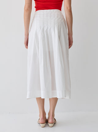 Remi Poplin Box Pleated Midi Skirt