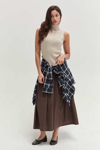 Aris Tiered Poplin Midi Skirt