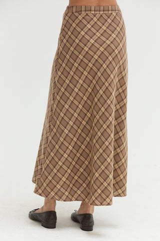 Sandra Plaid Flowy Midi Skirt
