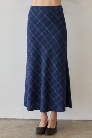 Sandra Plaid Flowy Midi Skirt