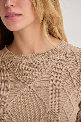 Jules Cable Knit Puff Sleeve Top