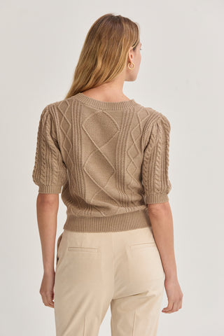 Jules Cable Knit Puff Sleeve Top