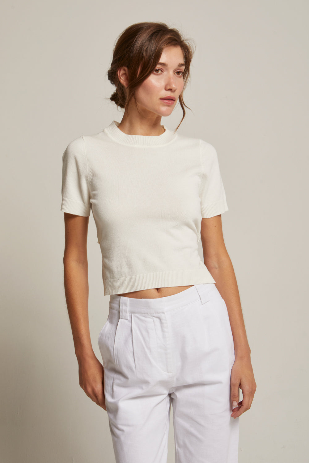Envie Short Sleeve Tie-Back Knit Top