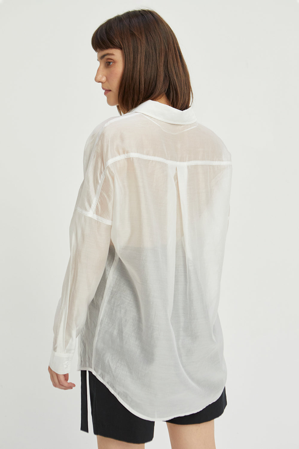 sheer button down shirt