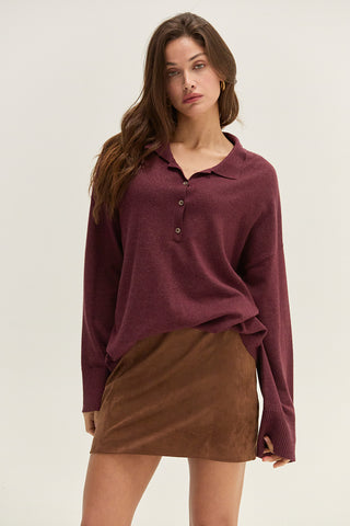 Heather Polo Sweater Top