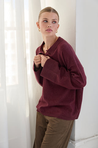 Heather Polo Sweater Top